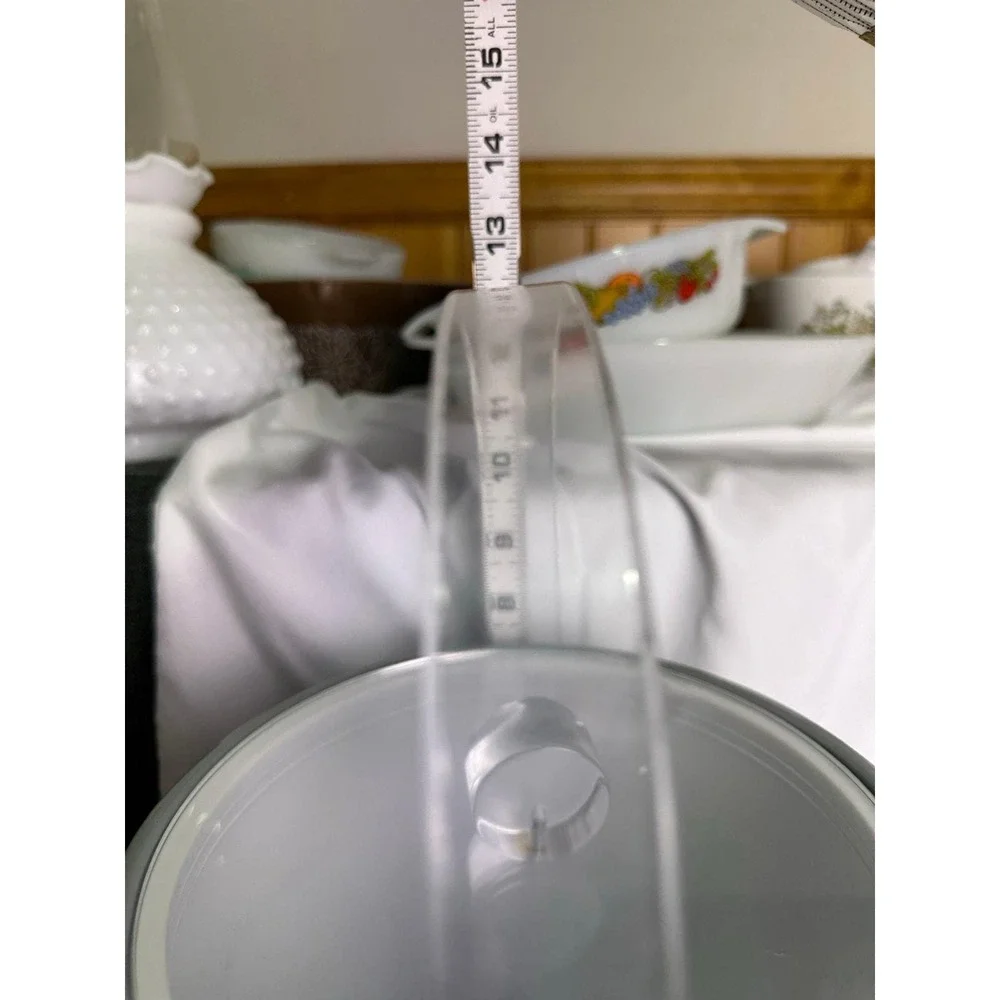 Mid-Century Gray Ice Bucket with Clear Acrylic Handle and Lid